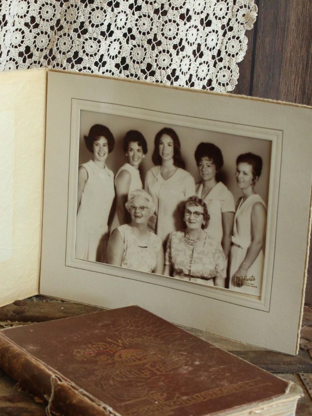 Vintage 1960s Photograph, Studio Family Portrait,Multi Generational Women, Black